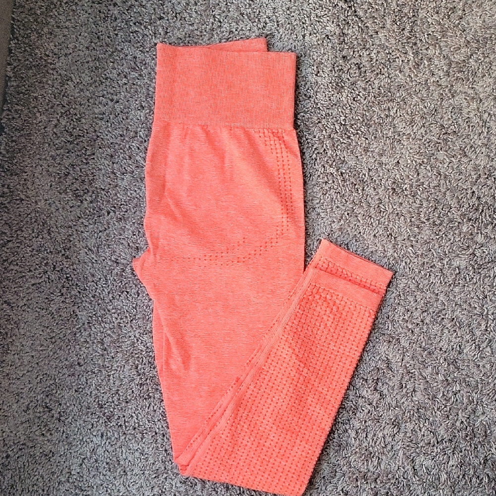 Vibrant Coral High-Waist Leggings